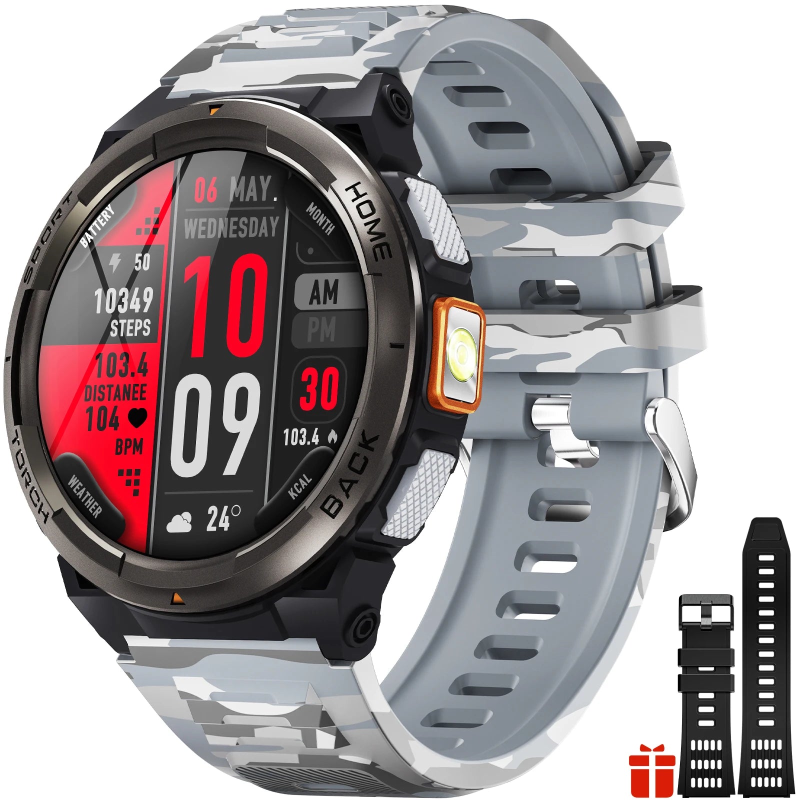 EIGIIS 1.45 Inch Smart Watch KE5 3ATM Waterproof Original Design Sports Watch With Compass And Altitude Barometer LED Flashlight KE5-BCY United States S1b6e53c271584a48af3de49978b6a2dfn Red, White and Blue Products Store